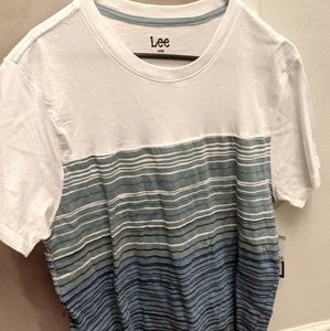 Mens white and blue striped tee